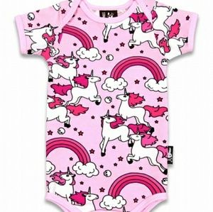 Six Bunnies Rainbows & Unicorns Organic Cotton Onesie